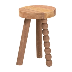 bali & pari Sihu Acacia Wood Multipurpose Accent Stool - Sculptural End Table with Bobbin Tripod Base for Living Room, Bedroom or Dining Room